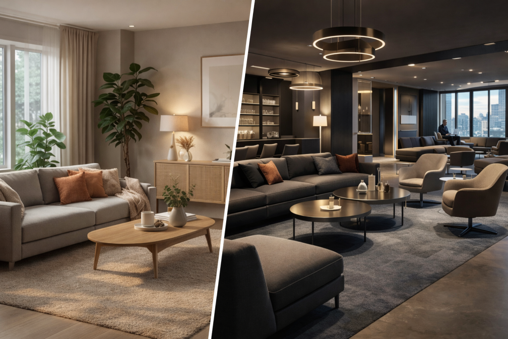 Diferencias entre interiorismo residencial y comercial